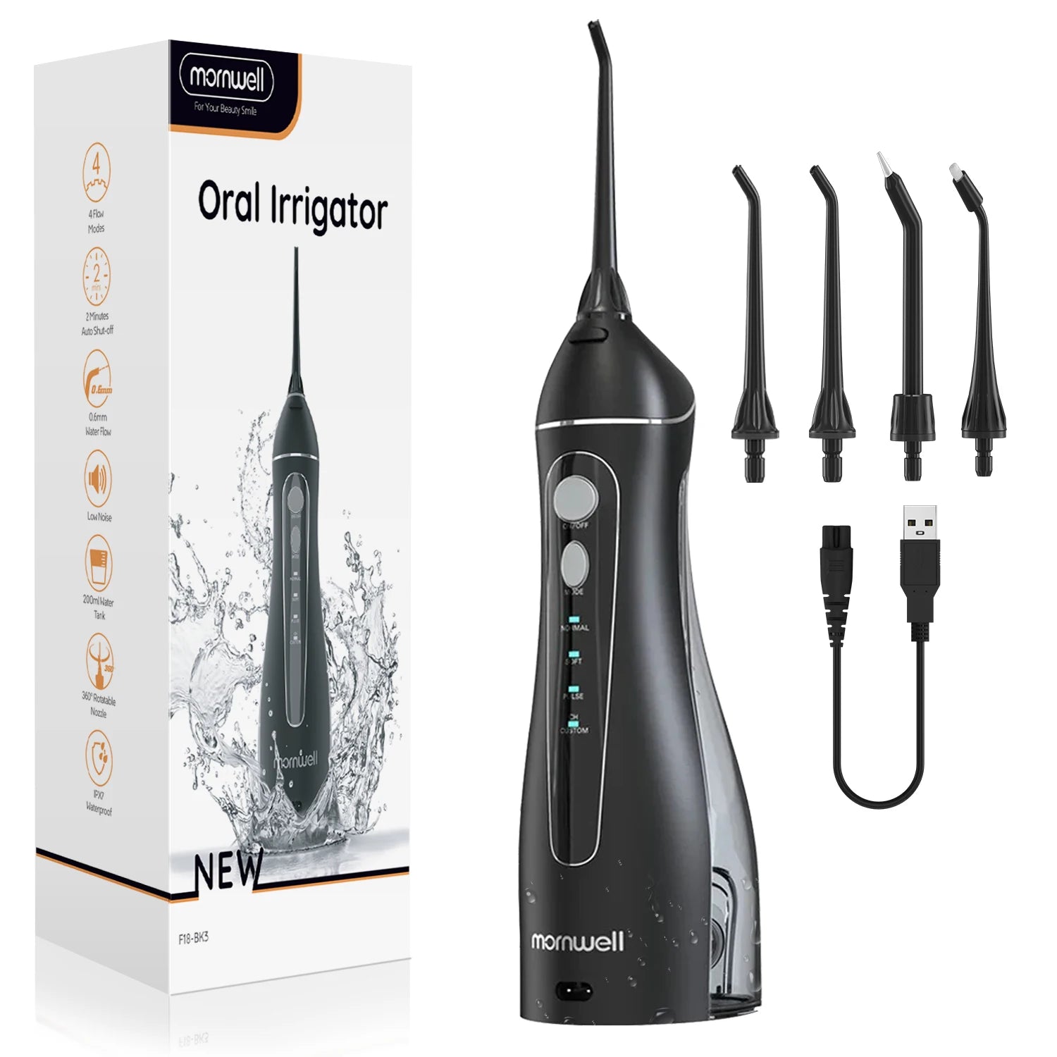 Pro Water Flosser — Cordless Portable Oral Irrigator, 3 Modes, Rechargeable