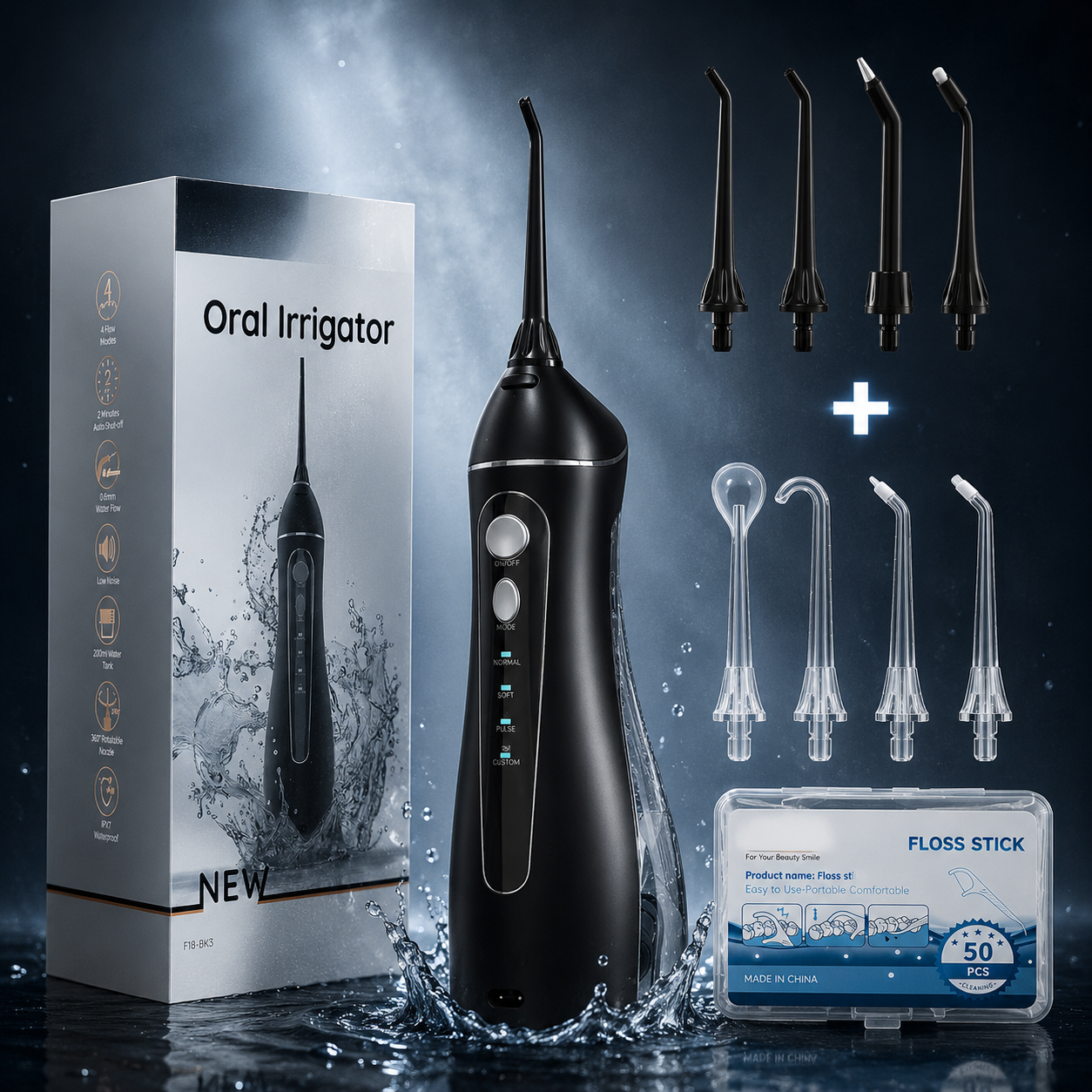 Pro Water Flosser — Cordless Portable Oral Irrigator, 3 Modes, Rechargeable