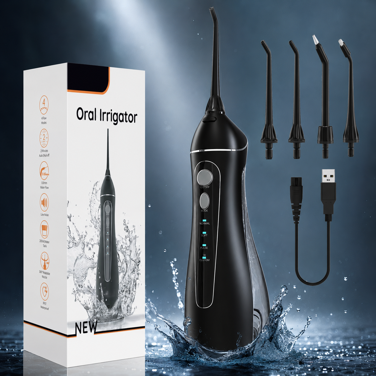 Pro Water Flosser — Cordless Portable Oral Irrigator, 3 Modes, Rechargeable
