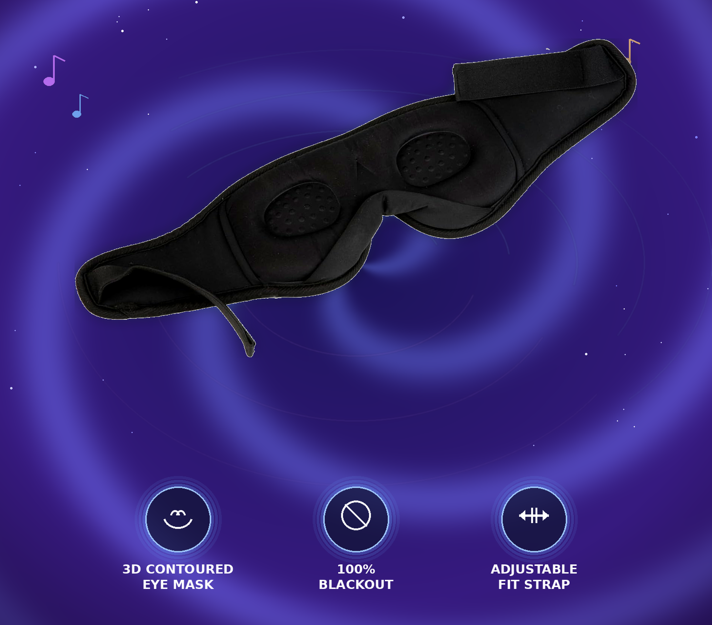 Bluetooth Sleep Mask Headphones - Built in Speakers, 10-Hour Battery, Memory Foam Comfort, 3d Contoured Eye Mask