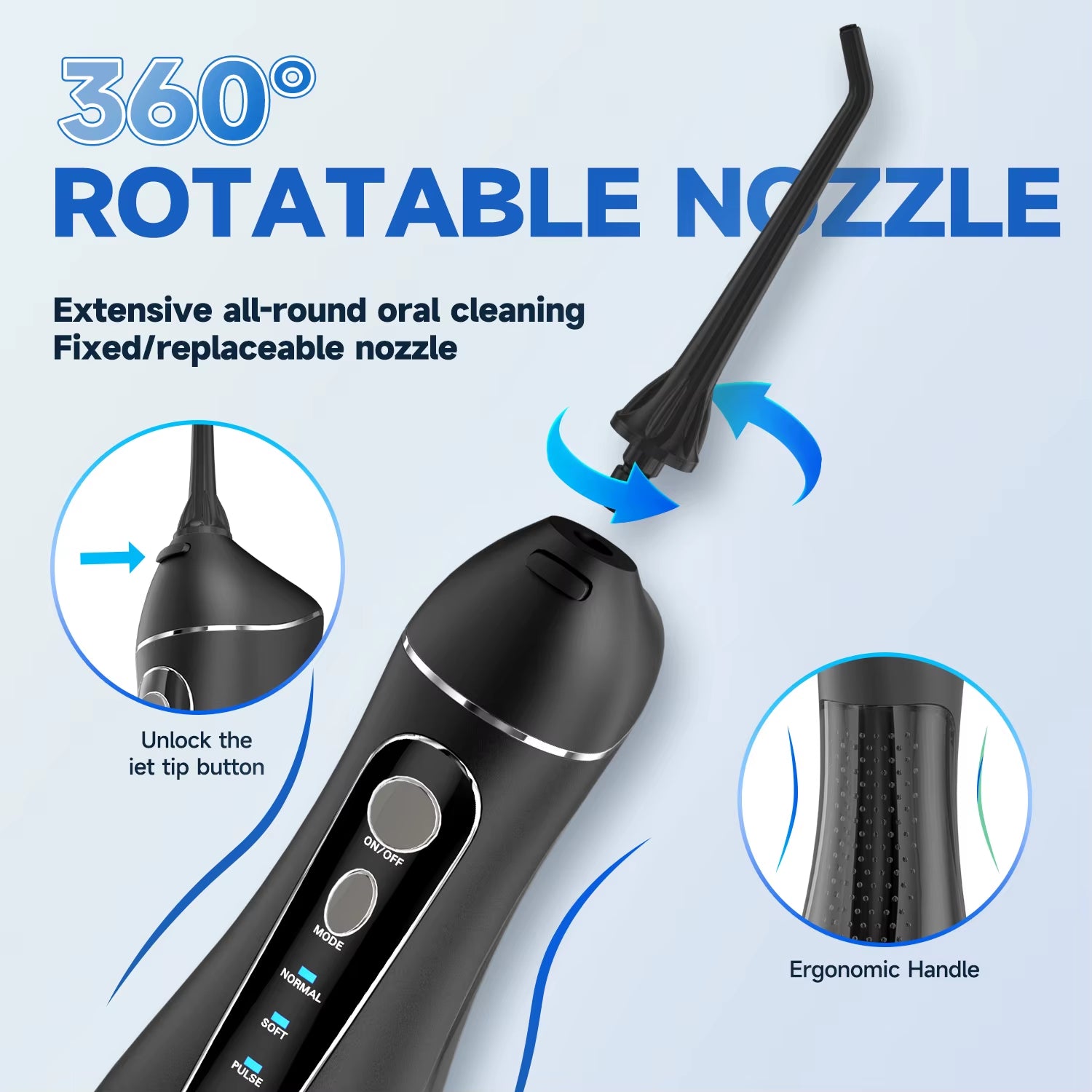 Pro Water Flosser — Cordless Portable Oral Irrigator, 3 Modes, Rechargeable