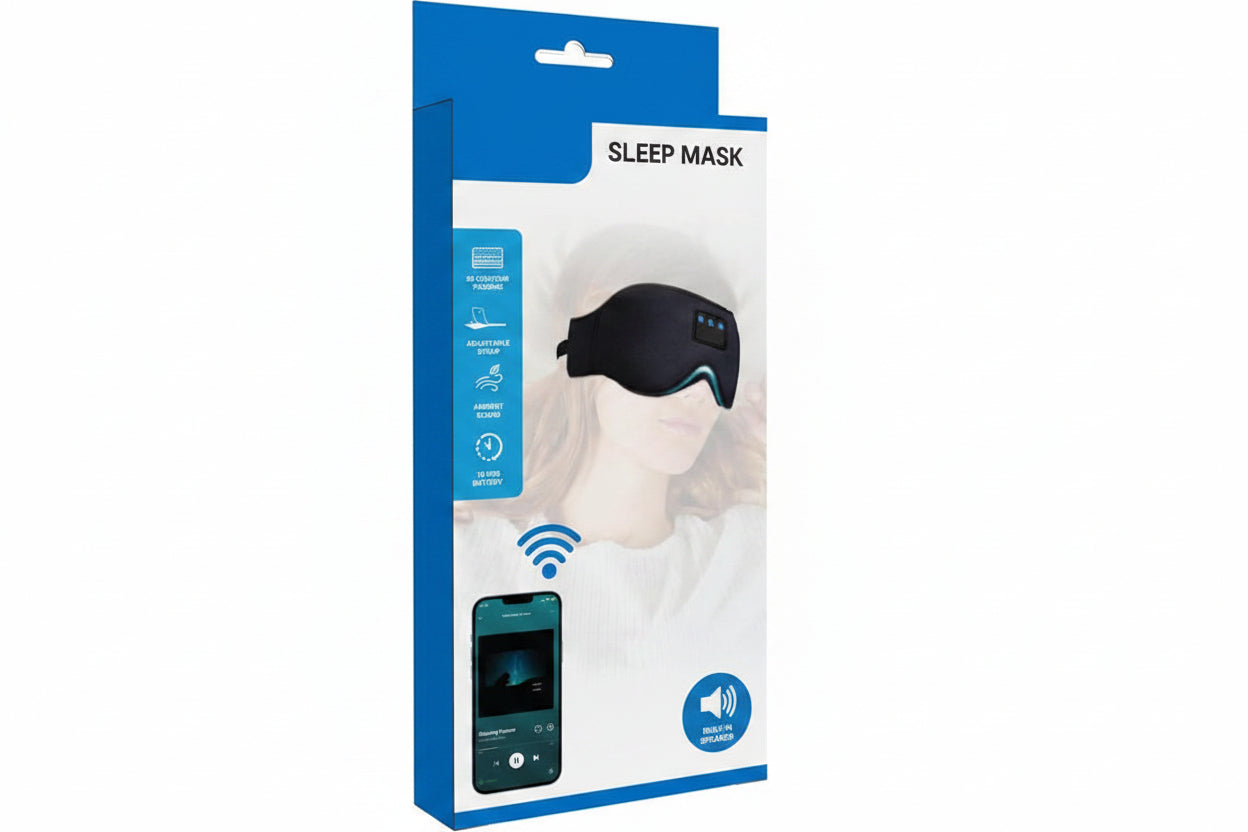 Bluetooth Sleep Mask Headphones - Built in Speakers, 10-Hour Battery, Memory Foam Comfort, 3d Contoured Eye Mask